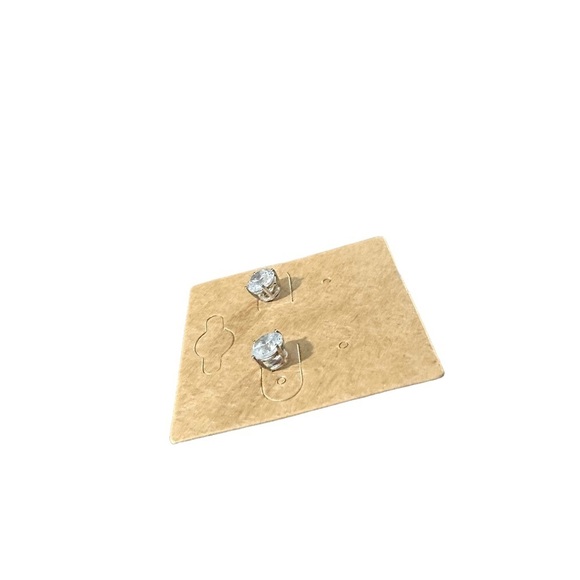 Signed JCM 925 CZ China Sterling Silver & 3 CT 7mm Solitaire CZ Stud Earrings - Picture 6 of 16